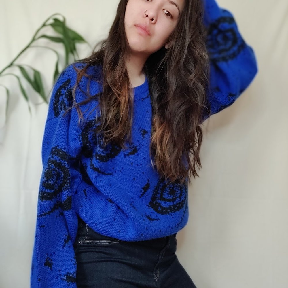 Blue Black-Hole Pattern Sweater